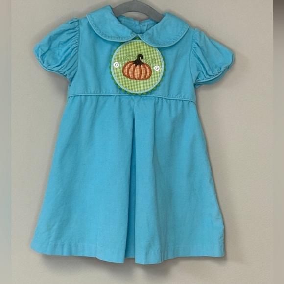 Shrimp & Grits Kids Other - Shrimp & Grits Kids: Girls Blue Dress with Pumpkin Patch, Size 2T
